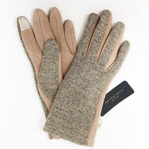 Tan & Black Tweed Textured Touchscreen Gloves